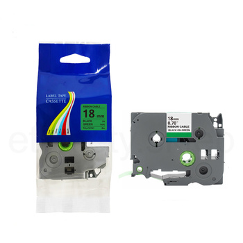 Taśma do Brother TZe-FX741 18mm 8m zielona taśma czarny napis flexi elastyczna