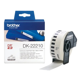 Taśma Brother DK-22210 czarny nadruk na białym tle, 29mm x 30,48 metrów na rolce oryginalna