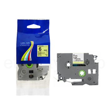 Taśma do Brother TZe-D11 6mm 8m zielona taśma czarny napis fluorescencyjna