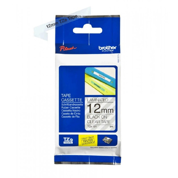 Taśma Brother TZe-131 12mm 8m przeźroczysta taśma czarny napis oryginalna