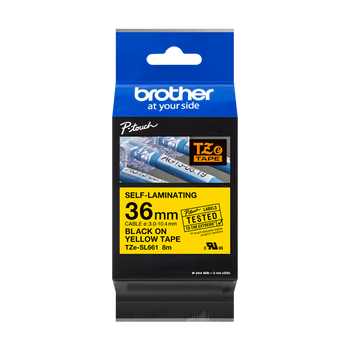 Taśma Brother TZe-SL661 36mm 8m żółta taśma czarny napis samolaminująca oryginalna