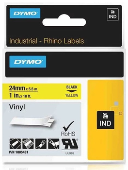 Taśma Dymo Rhino 1805431 24mm 5,5m żółta WINYLOWA