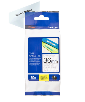 Taśma Brother TZe-161 36mm 8m przeźroczysta taśma czarny napis oryginalna