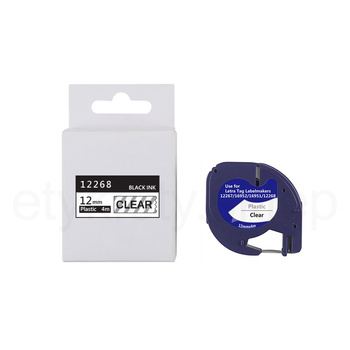 Taśma do Dymo Letra Tag 12268 12mm 4m przeźroczysta taśma, czarny napis S0721530