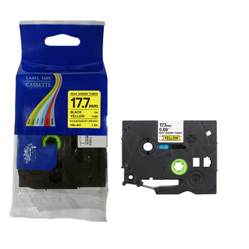 Rurka termokurczliwa do Brother Hse-641 17.7mm 1.5m ø5.4mm-10.6mm żółta rurka czarny nadruk