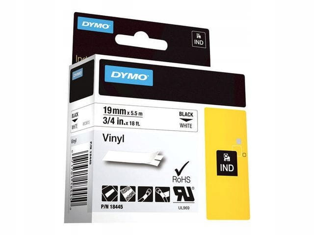 Dymo Rhino 18445 19mm 5,5m biała Winylowa