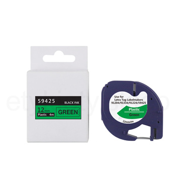 Taśma do Dymo Letra Tag 59425 12mm 4m zielona taśma, czarny napis S0721640