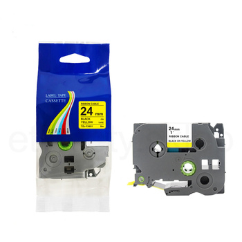 Taśma do Brother TZe-FX651 24mm 8m żółta taśma czarny napis flexi elastyczna