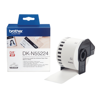 Taśma Brother DK-N55224 czarny nadruk na białym tle, 54mm x 30,48 metrów na rolce BEZ KLEJU oryginalna