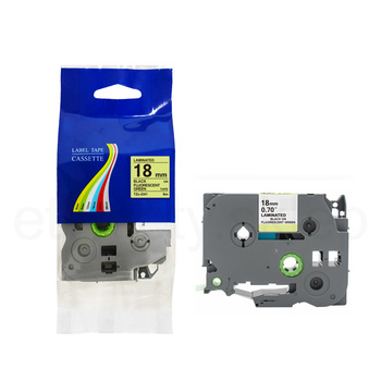 Taśma do Brother TZe-D41 18mm 8m zielona taśma czarny napis fluorescencyjna