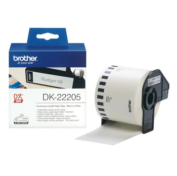 Taśma Brother DK-22205 czarny nadruk na białym tle, 62mm x 30,48 metrów na rolce oryginalna
