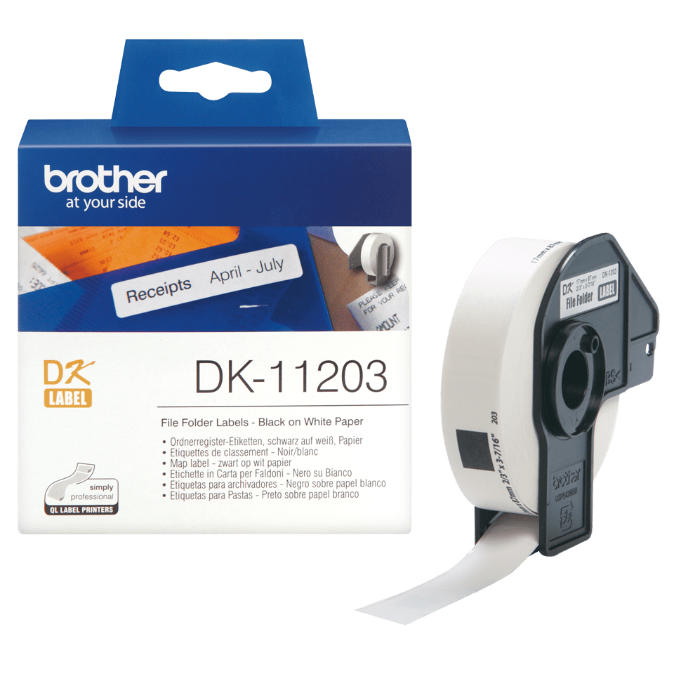 Etykiety Brother DK-11203 czarny nadruk na białym tle, 87mm x 17mm 300szt etykiet na rolce oryginalna