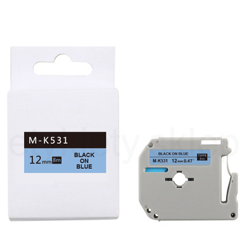 Taśma do Brother M-K531 12mm 8m niebieska taśma czarny napis