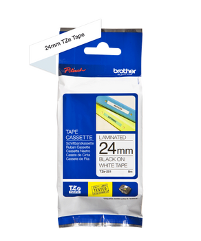Taśma Brother TZe-251 24mm 8m biała taśma czarny napis oryginalna