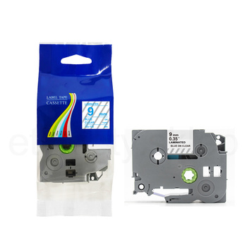 Taśma do Brother TZe-123 9mm 8m przeźroczysta taśma niebieski napis