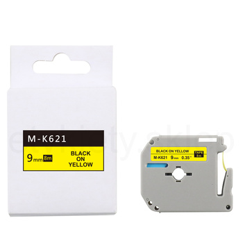 Taśma do Brother M-K621 9mm 8m żółta taśma, czarny napis