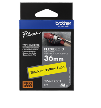 Taśma Brother TZe-FX661 36mm 8m żółta taśma czarny napis flexi elastyczna oryginalna