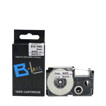 Taśma do Casio XR-9WE 9mm 8m biała taśma czarny napis