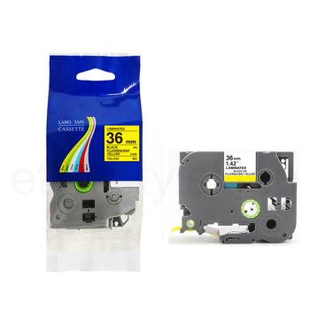 Taśma do Brother TZe-C61 36mm 8m żółta taśma czarny napis fluorescencyjna