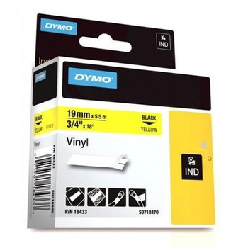 Taśm Dymo 18433 WINYLOWA 19mm 5,5m żółta czarny nadruk