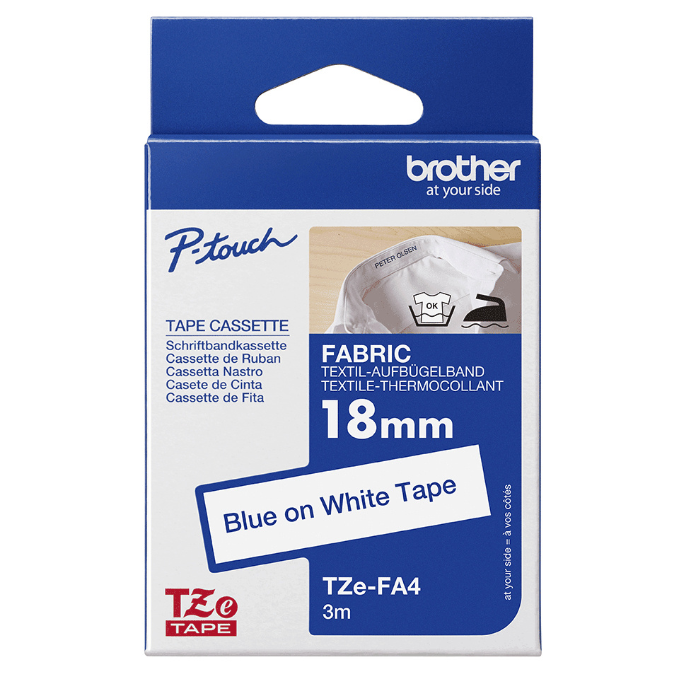 Taśma Brother TZe-FA4 18mm 3m biała wprasowanka oryginalna