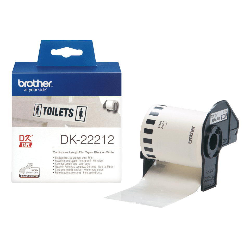 Taśma Brother DK-22212 czarny nadruk na białym tle, 62mm x 15,24 metrów na rolce FOLIOWA oryginalna