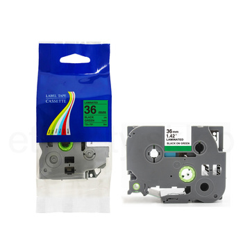 Taśma do Brother TZe-761 36mm 8m zielona taśma czarny napis