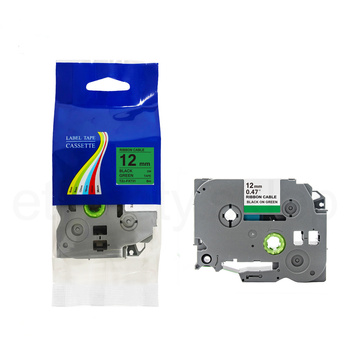 Taśma do Brother TZe-FX731 12mm 8m zielona taśma czarny napis flexi elastyczna