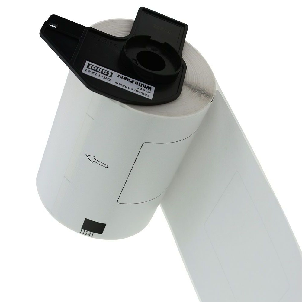 Etykiety do Brother DK-11241 czarny nadruk na białym tle, 102mm x 152mm 200szt etykiet na rolce
