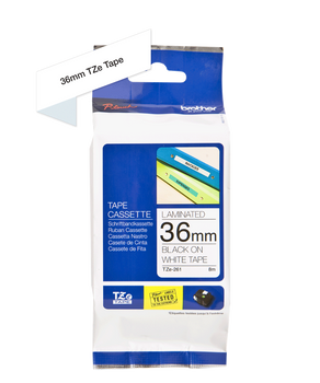 Taśma Brother TZe-261 36mm 8m biała taśma czarny napis oryginalna