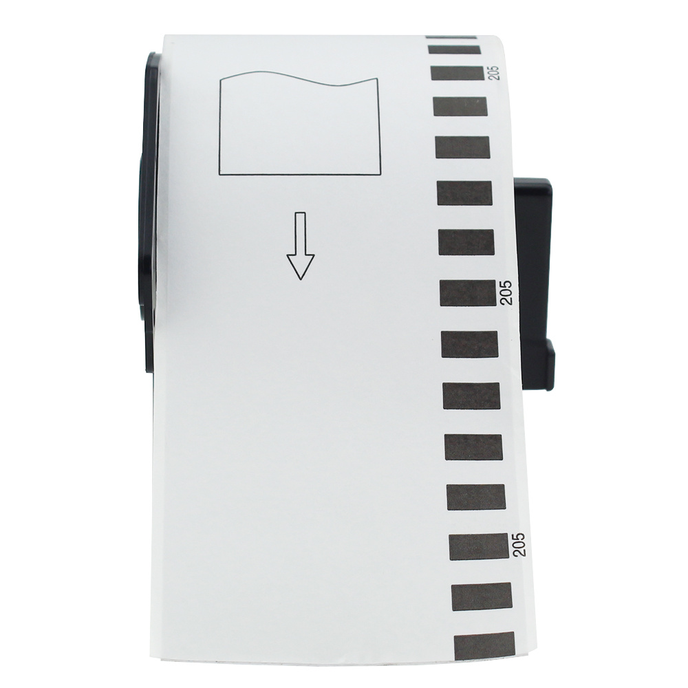Taśma do Brother DK-44205 czarny nadruk na białym tle, 62mm x 30,48 metrów na rolce USUWALNY KLEJ