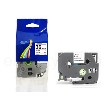 Taśma do Brother TZe-261 36mm 8m biała taśma czarny napis