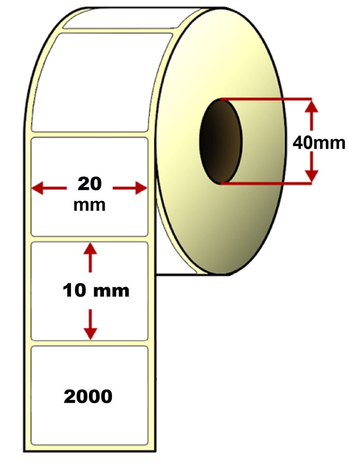 Etykiety TT termotransferowe 20x10mm 2000szt