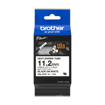 Rurka termokurczliwa Brother HSe-231E 11.2mm 1.5m ø2.1mm-7.0mm biała rurka czarny nadruk oryginalna