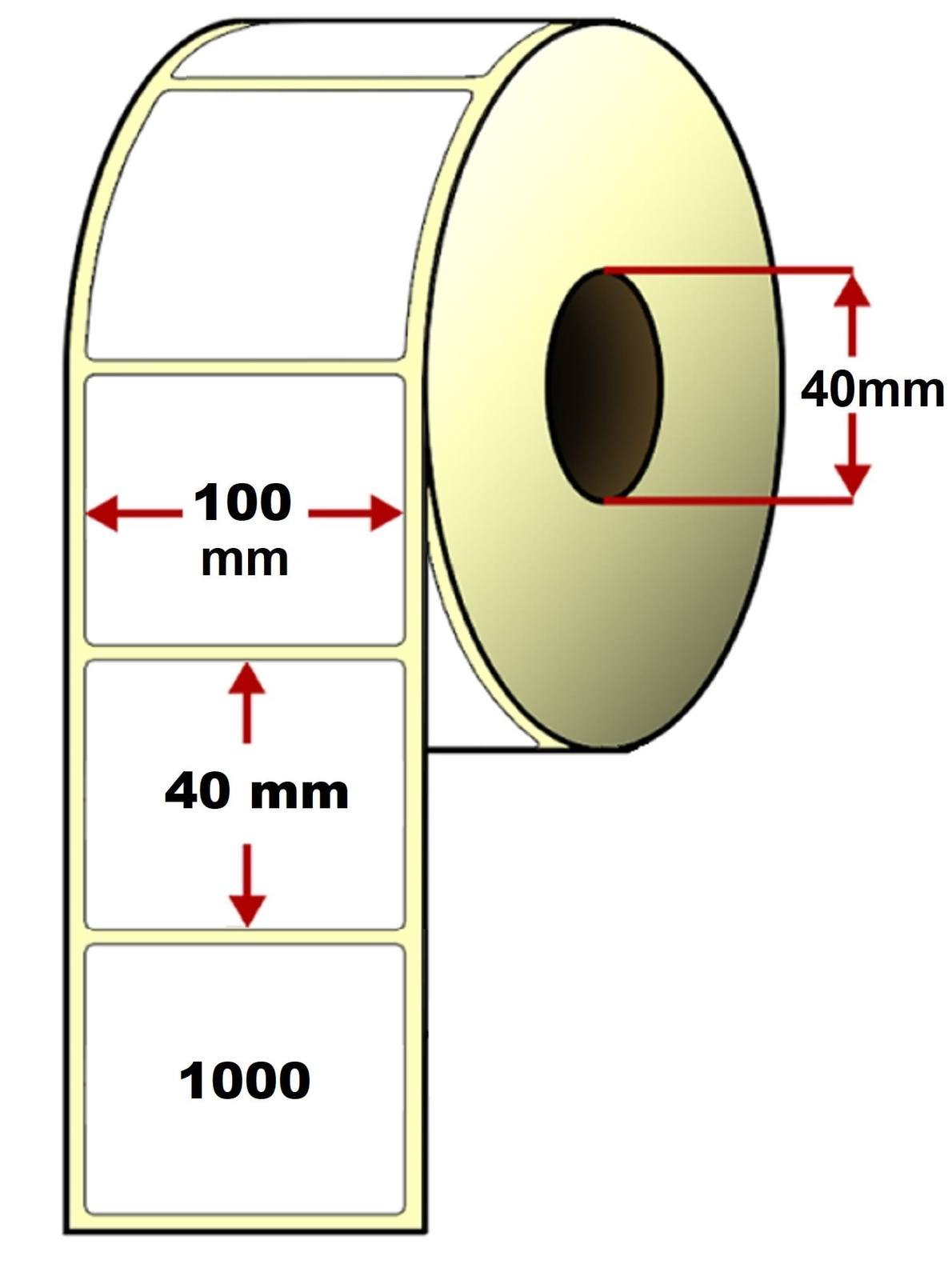 Etykiety TT termotransferowe 100x40mm 1000szt