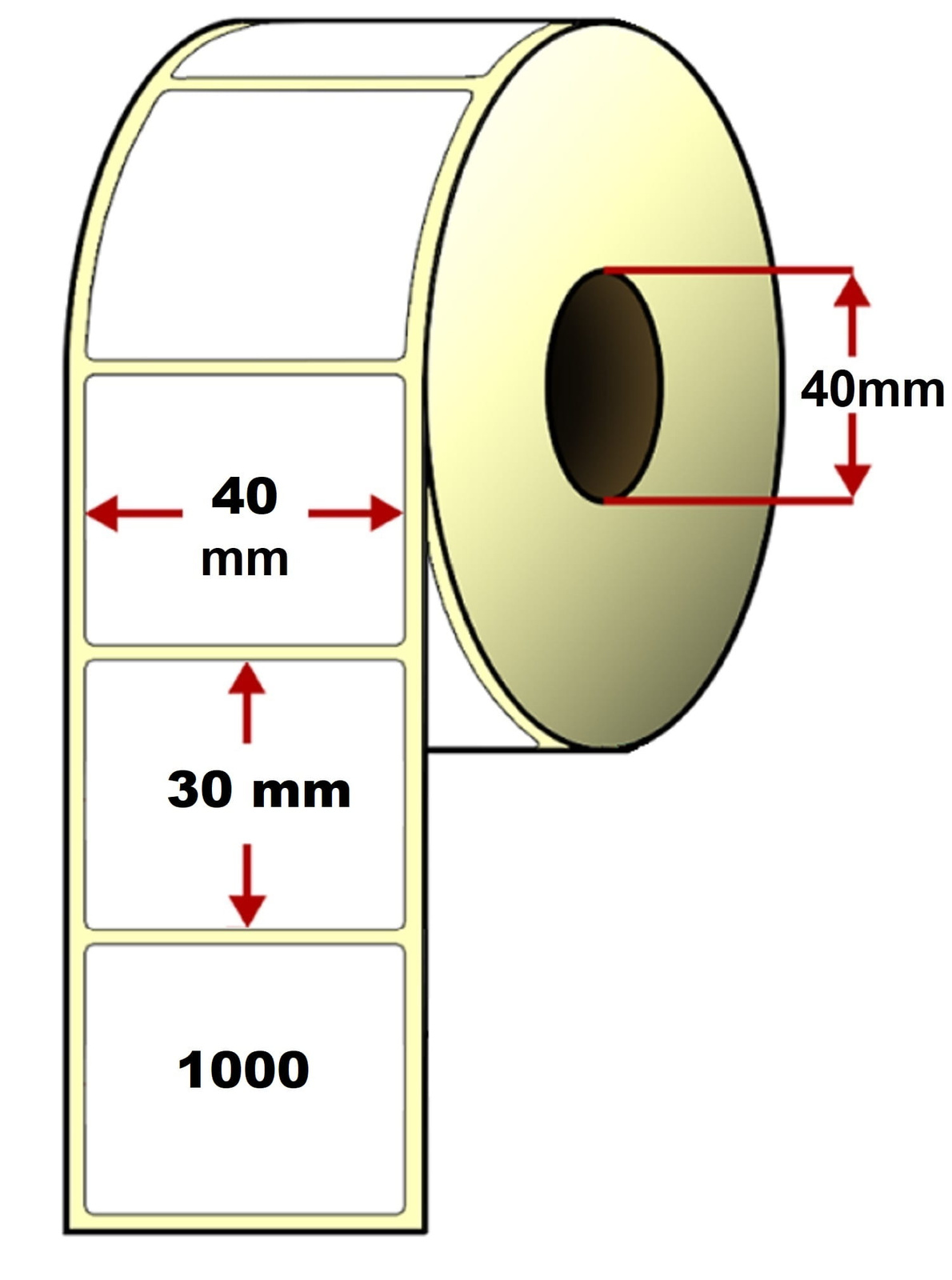 Etykiety TT termotransferowe 40x30mm 1000szt