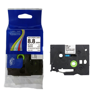 Rurka termokurczliwa do Brother HSe-221 8.8mm 1.5m ø2.6mm-5.1mm biała rurka czarny nadruk