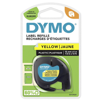 Taśma Dymo Letra Tag 59423 12mm 4m żółta taśma, czarny napis S0721620