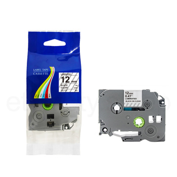 Taśma do Brother TZe-131 12mm 8m przeźroczysta taśma czarny napis