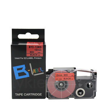 Taśma do Casio XR-12RD 12mm 8m czerwona taśma czarny napis