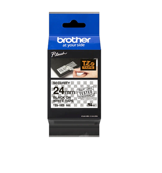 Taśma Brother TZe-SE5 24mm 8m biała taśma czarny napis PLOMBOWA oryginalna