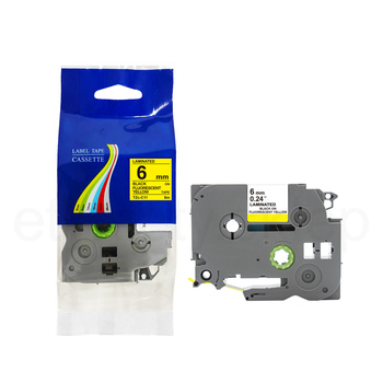 Taśma do Brother TZe-C11 6mm 8m żółta taśma czarny napis fluorescencyjna