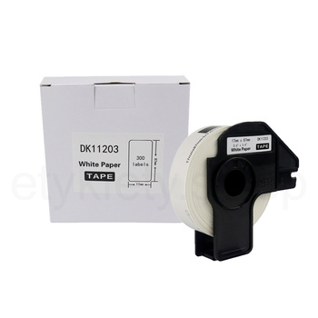 Etykiety do Brother DK-11203 czarny nadruk na białym tle, 87mm x 17mm 300szt etykiet na rolce
