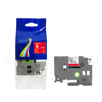 Taśma do Brother TZe-415 6mm 8m czerwona taśma biały napis