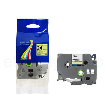 Taśma do Brother TZe-D51 24mm 8m zielona taśma czarny napis fluorescencyjna
