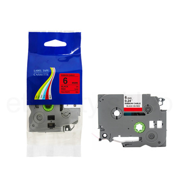 Taśma do Brother TZe-FX411 6mm 8m czerwona taśma czarny napis flexi elastyczna