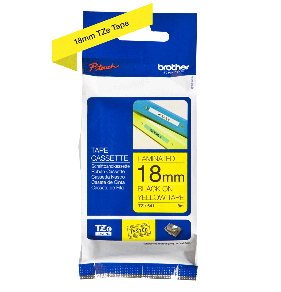 Taśma Brother TZe-641 18mm 8m żółta taśma czarny napis oryginalna