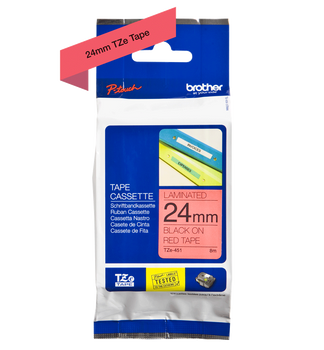 Taśma Brother TZe-451 24mm 8m czerwona taśma czarny napis oryginalna