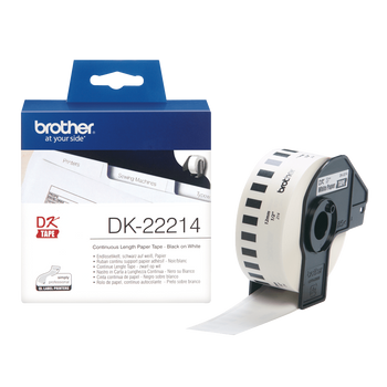 Taśma Brother DK-22214 czarny nadruk na białym tle, 12mm x 30,48 metrów na rolce oryginalna
