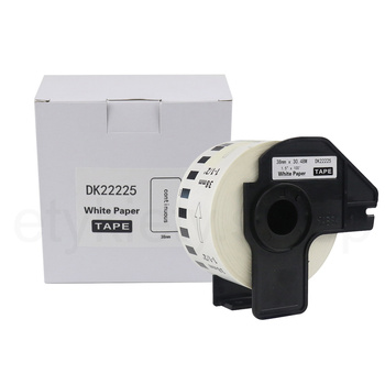 Taśma do Brother DK-22225 czarny nadruk na białym tle 38mm x 30,48 metrów na rolce